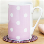 ピンク・水玉柄マグカップ